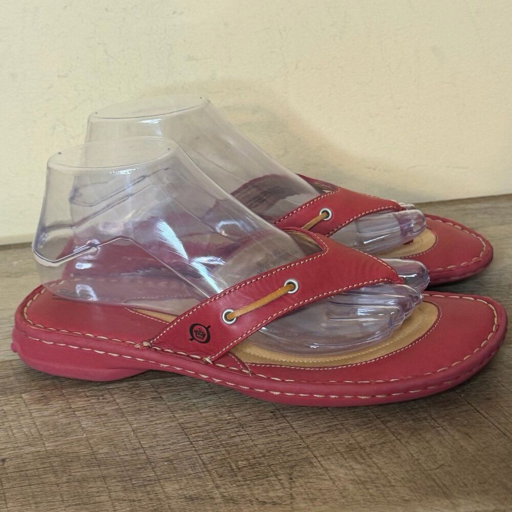 Born Red Leather Slip On Sandals Women's Size 9 shoes